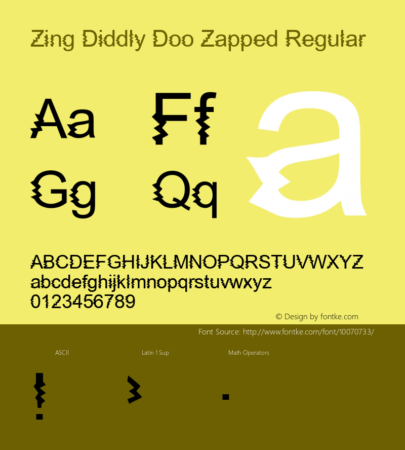 Zing Diddly Doo Zapped Regular 1999; 1.1     www.stimuleyefonts.com图片样张