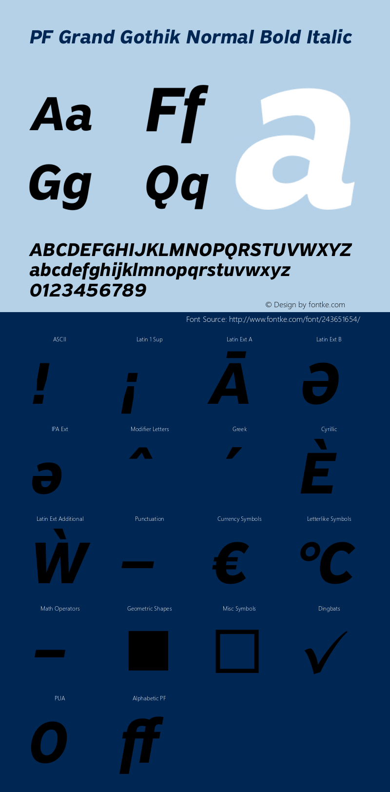 PF Grand Gothik Normal Bold Italic Version 1.001 | web-otf图片样张