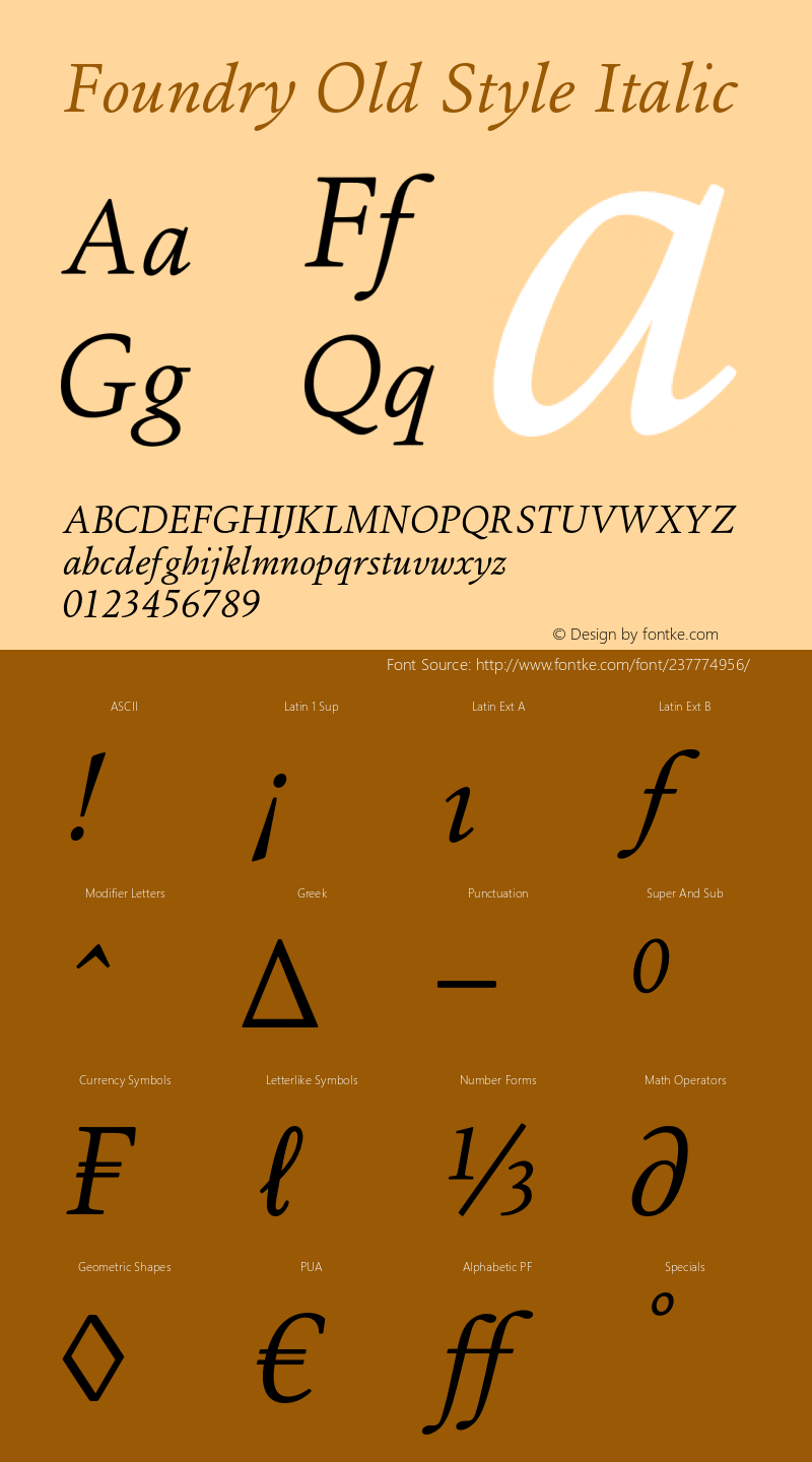 Foundry Old Style Normal Italic Version 1.000图片样张