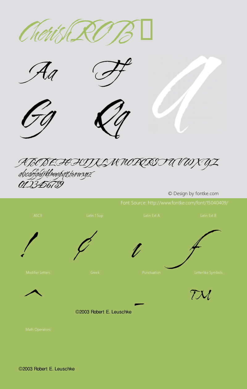 CherishROB ☞ Macromedia Fontographer 4.1.5 7/13/04;com.myfonts.easy.typesetit.cherish.regular.wfkit2.version.2f8W图片样张