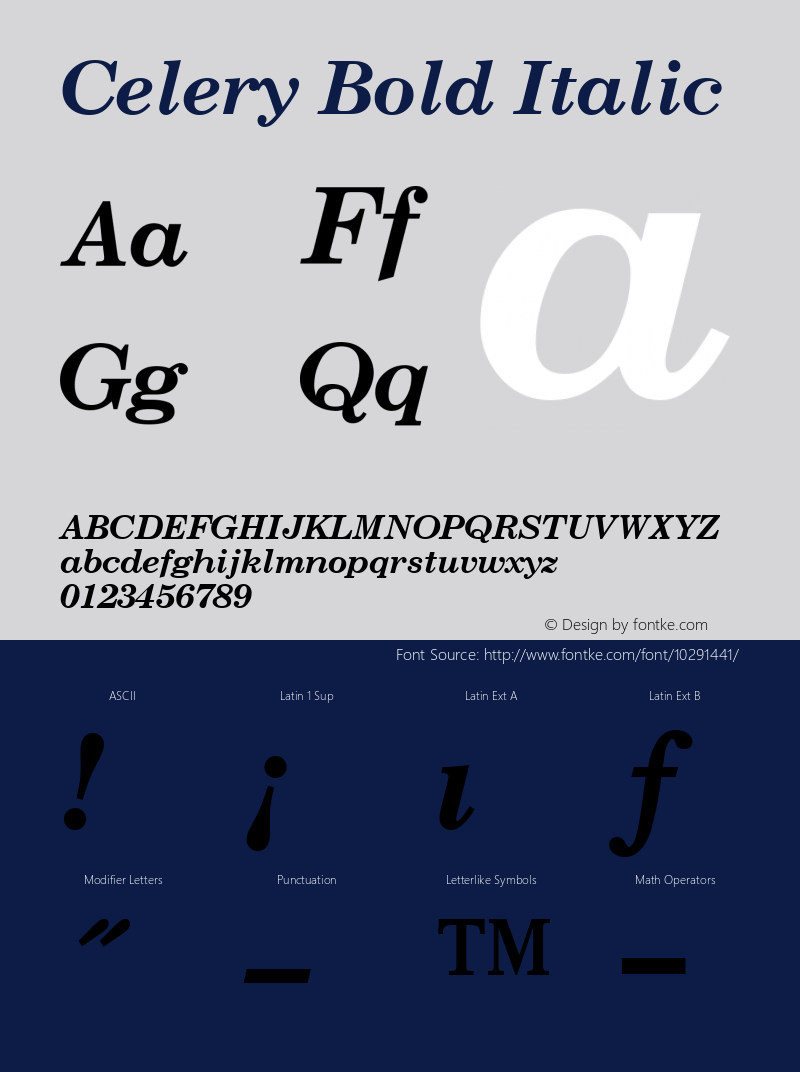 Celery Bold Italic April 6, 1992; 1.00图片样张