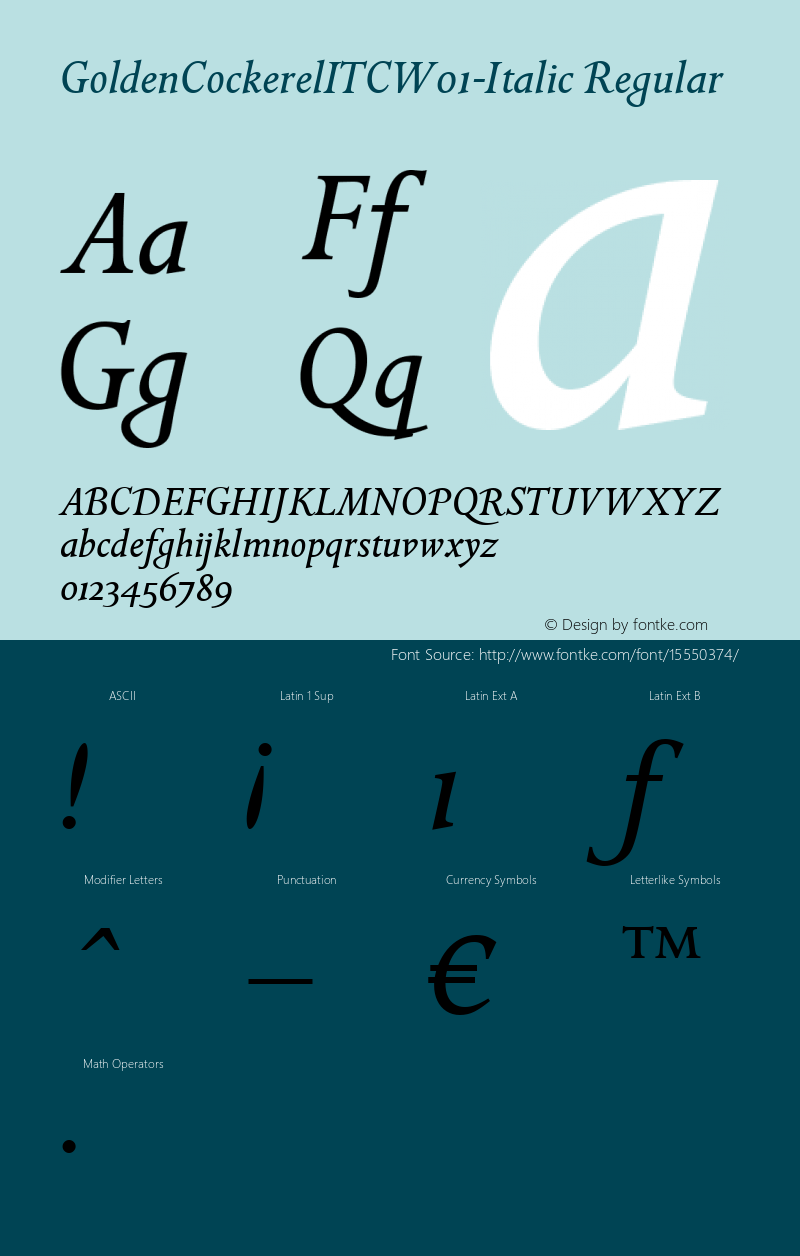 GoldenCockerelITCW01-Italic Regular Version 1.00图片样张