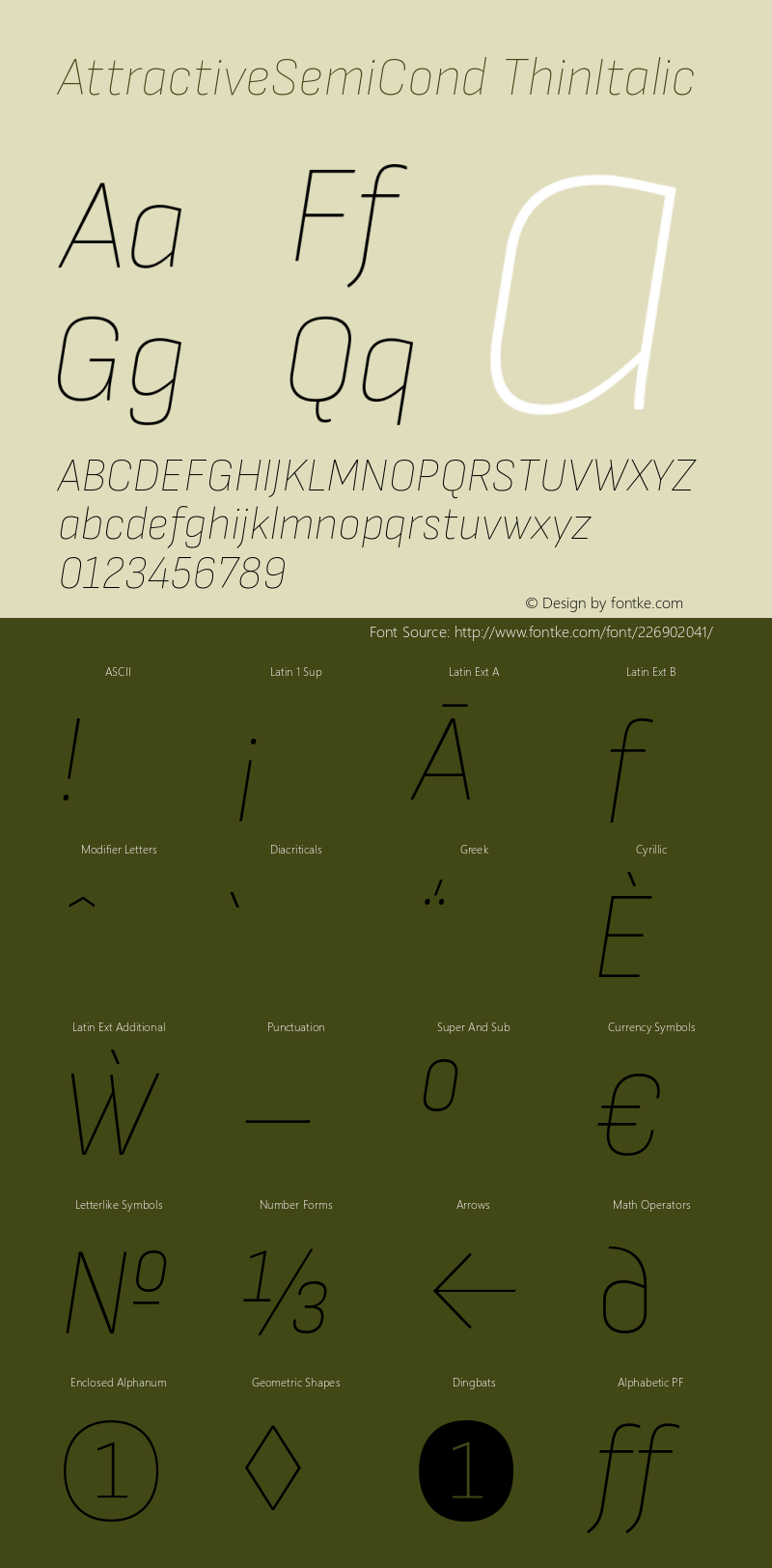 AttractiveSemiCond ThinItalic Version 3.001图片样张