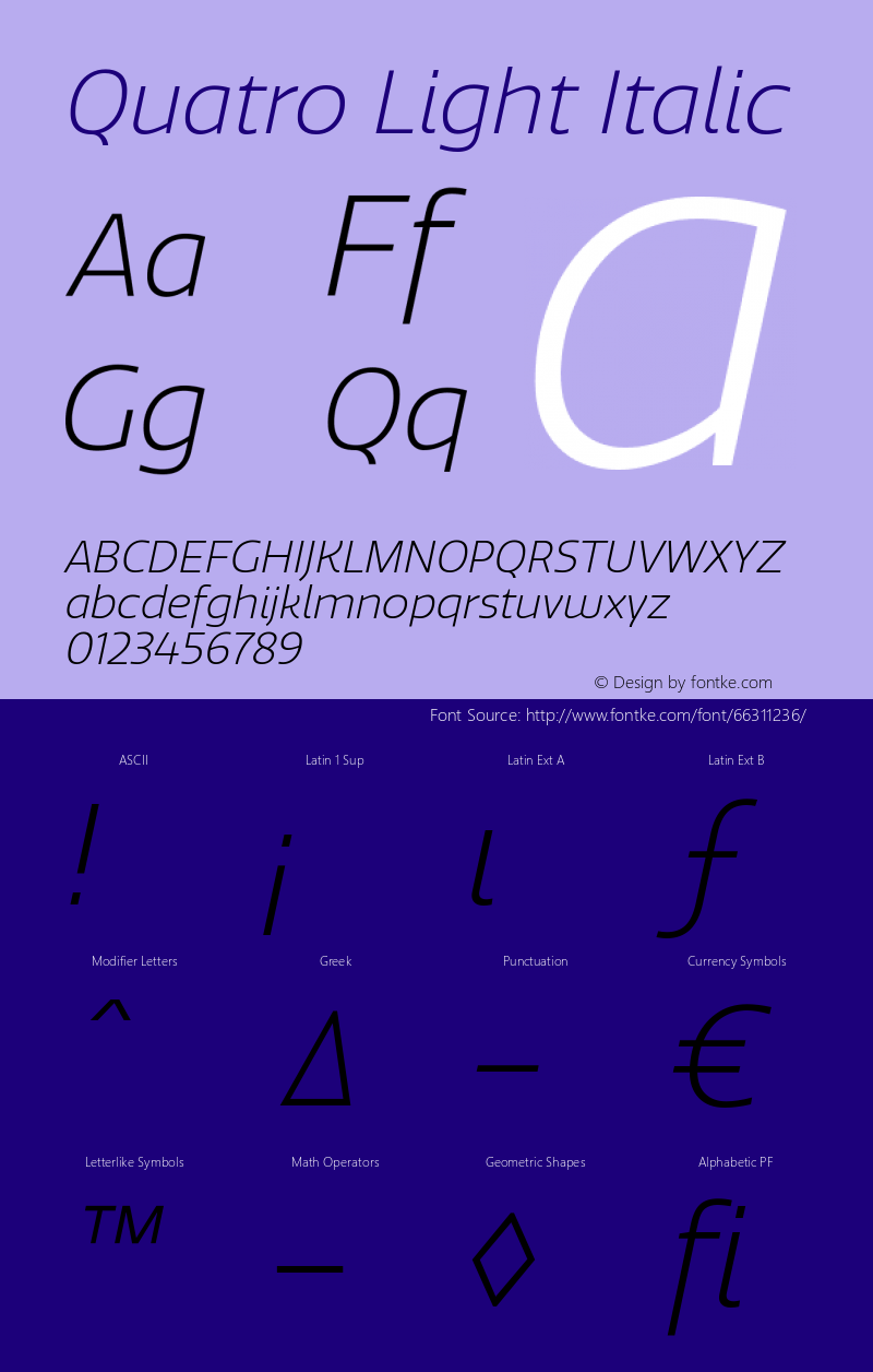 Quatro-LightItalic Version 1.30图片样张