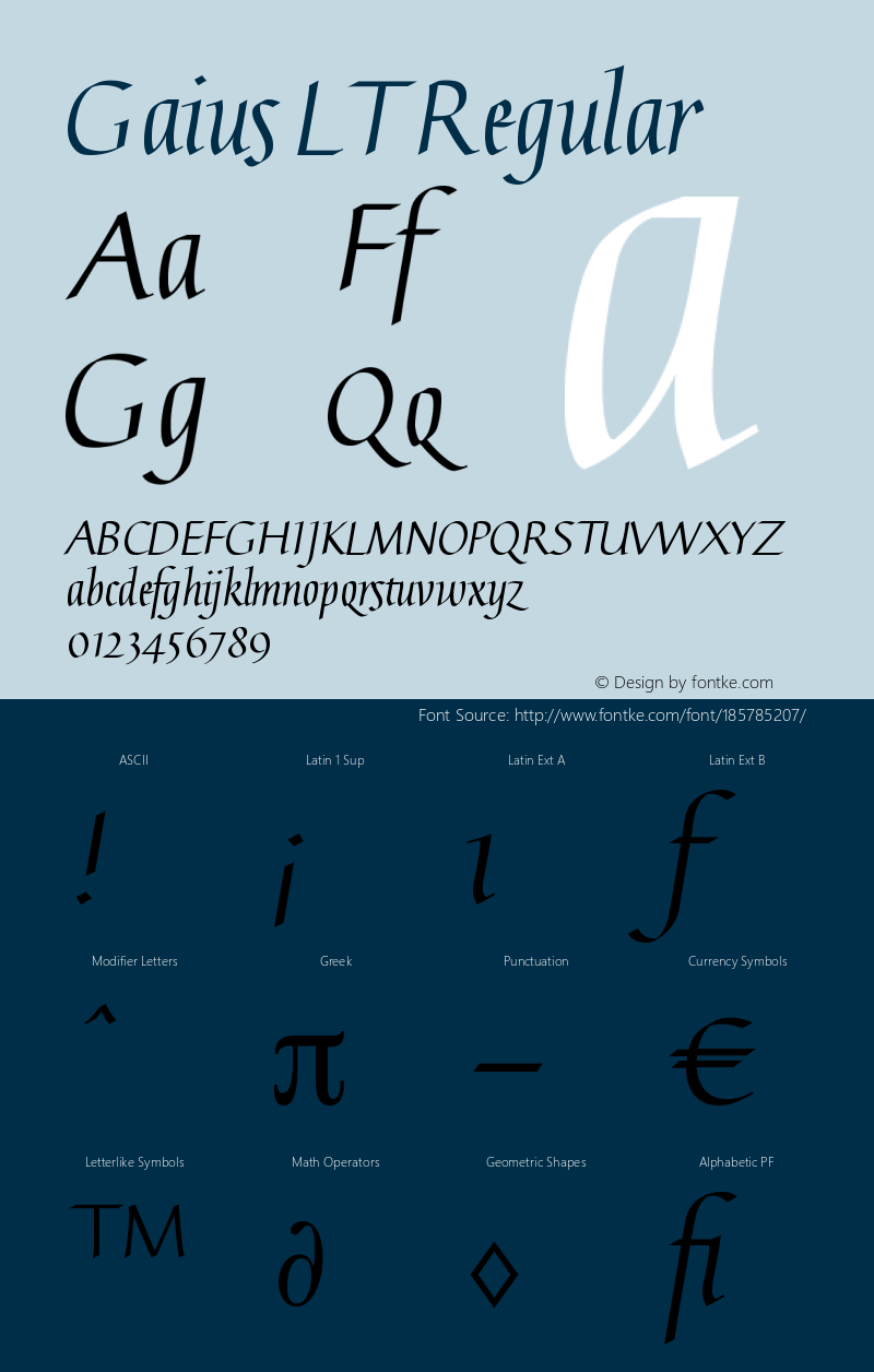 Gaius LT Regular Version 2.01;2005图片样张