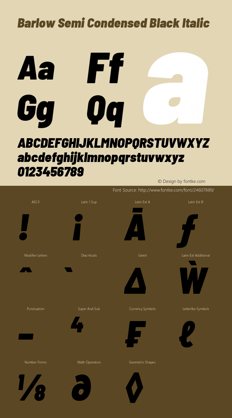 Barlow Semi Condensed Black Italic Version 1.106图片样张