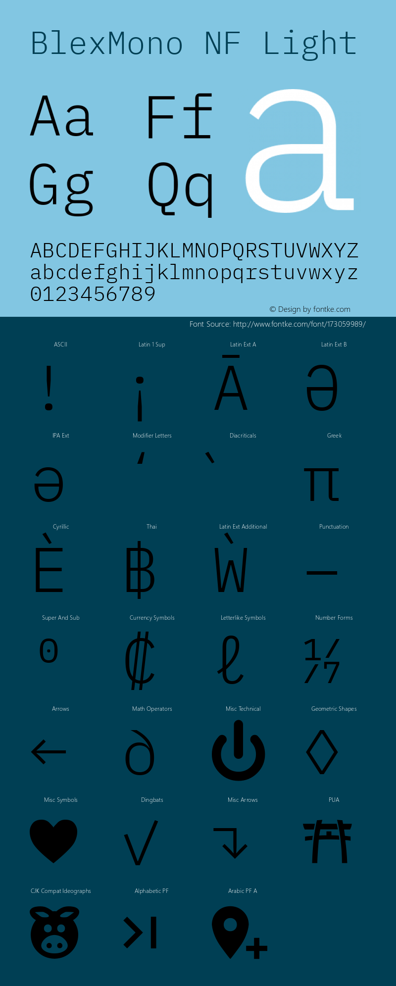 Blex Mono Light Nerd Font Complete Windows Compatible Version 2.000图片样张