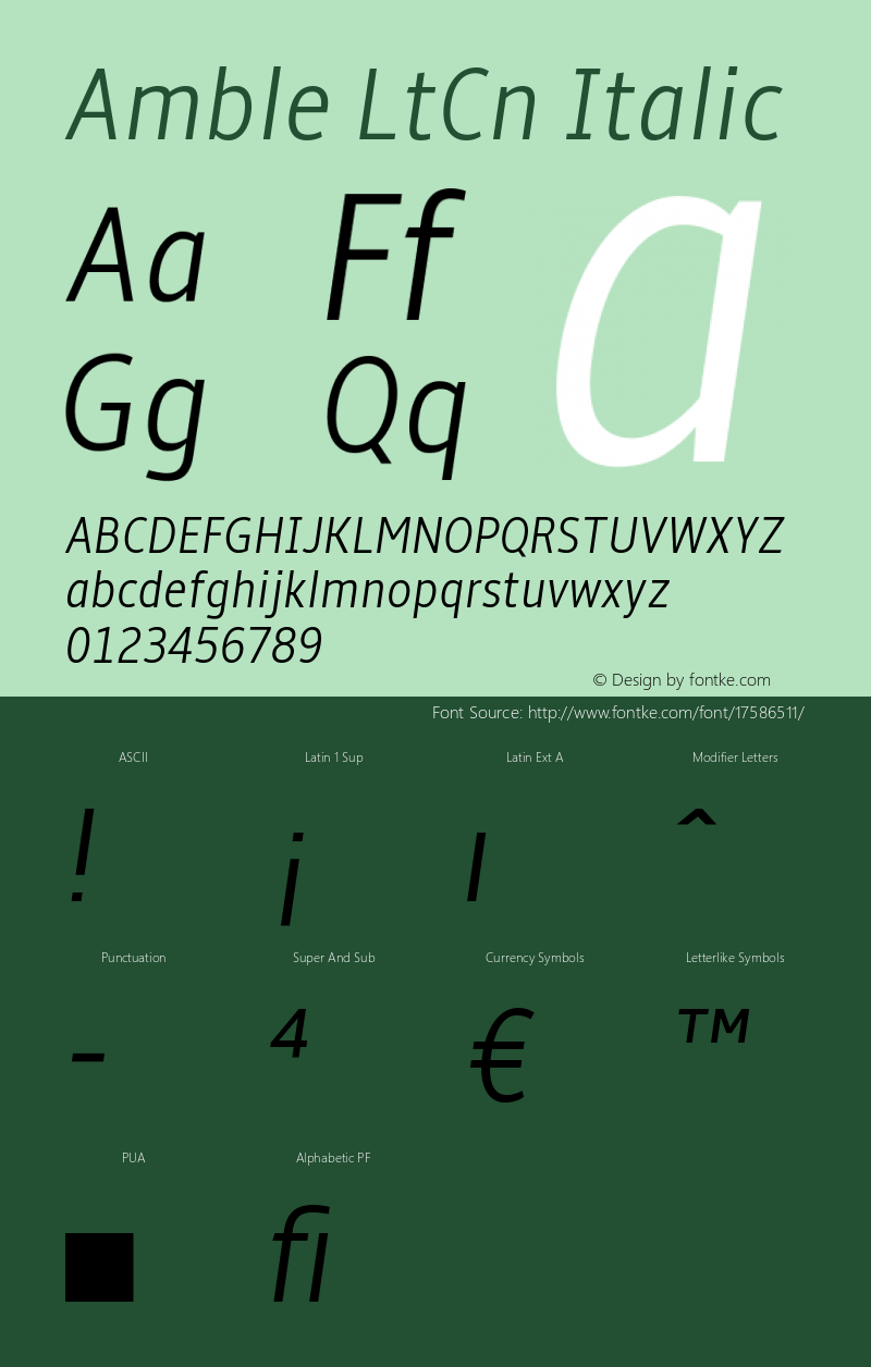 Amble LtCn Italic Version 1.00000; 2009图片样张
