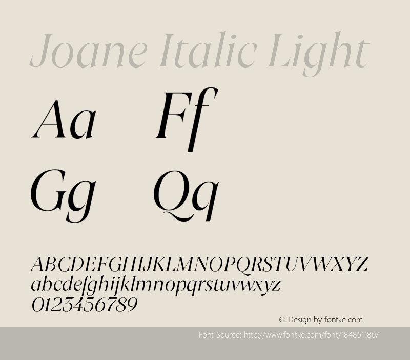 Joane Italic Light Version 1.000;PS 001.000;hotconv 1.0.88;makeotf.lib2.5.64775图片样张