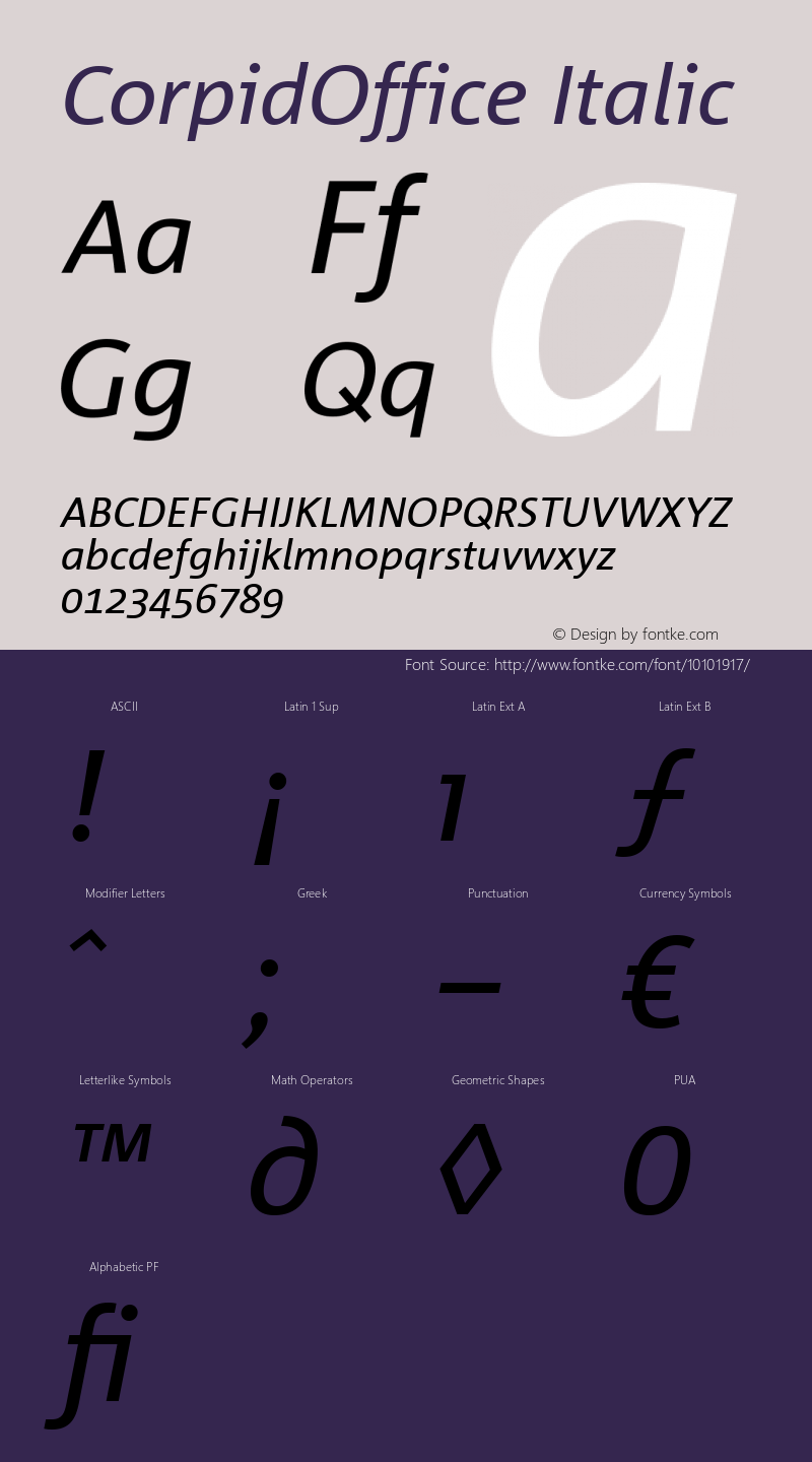 CorpidOffice Italic Version 2.2; 2000图片样张