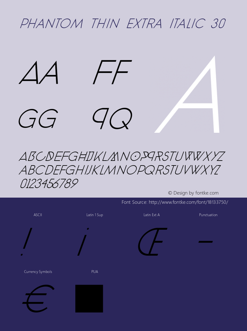 phantom Thin extra italic 30 Version 1.0图片样张