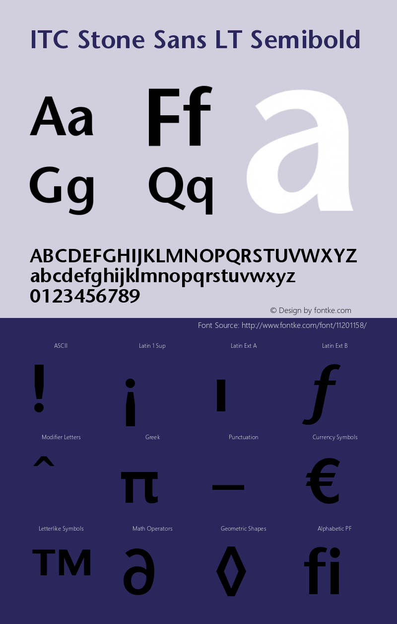 ITC Stone Sans LT Semibold Version 006.000图片样张