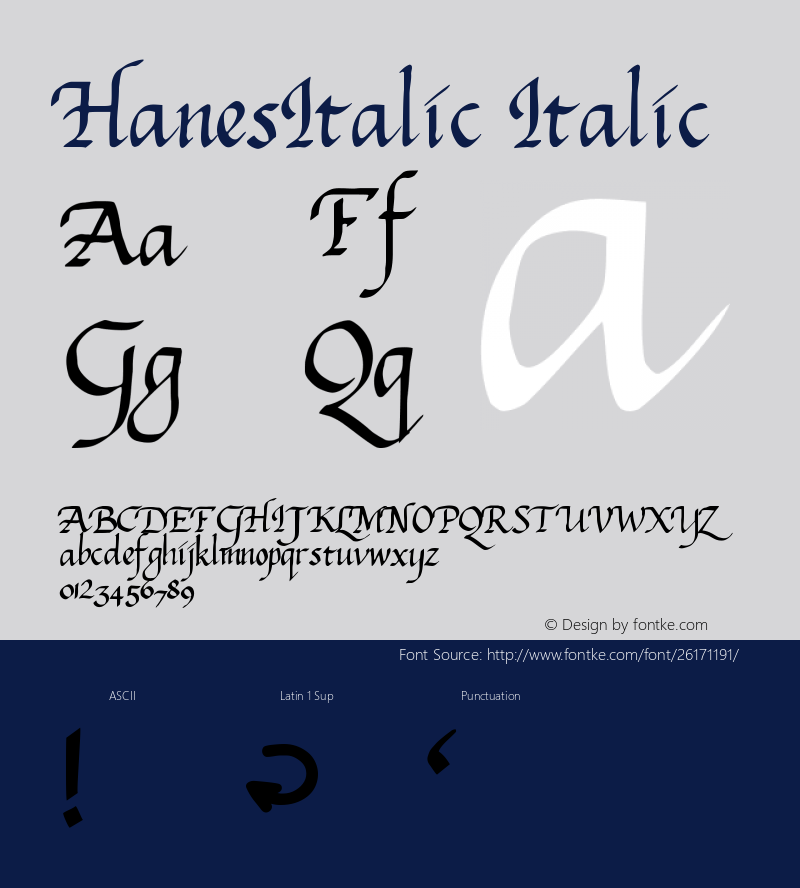 HanesItalic Version 001.000图片样张