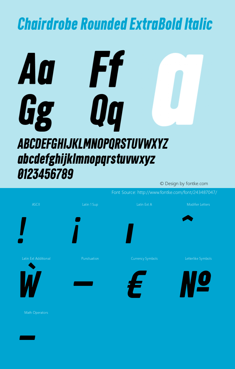 Chairdrobe Rounded ExtraBold Italic Version 1.001 | web-ttf图片样张