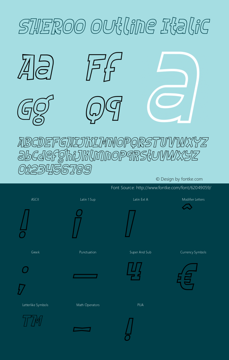 SHEROO Outline Italic Version 1.00;March 27, 2019图片样张