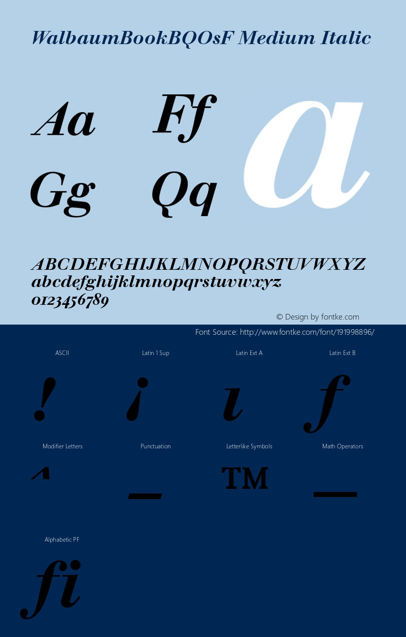 WalbaumBookBQOsF Medium Italic 001.001图片样张