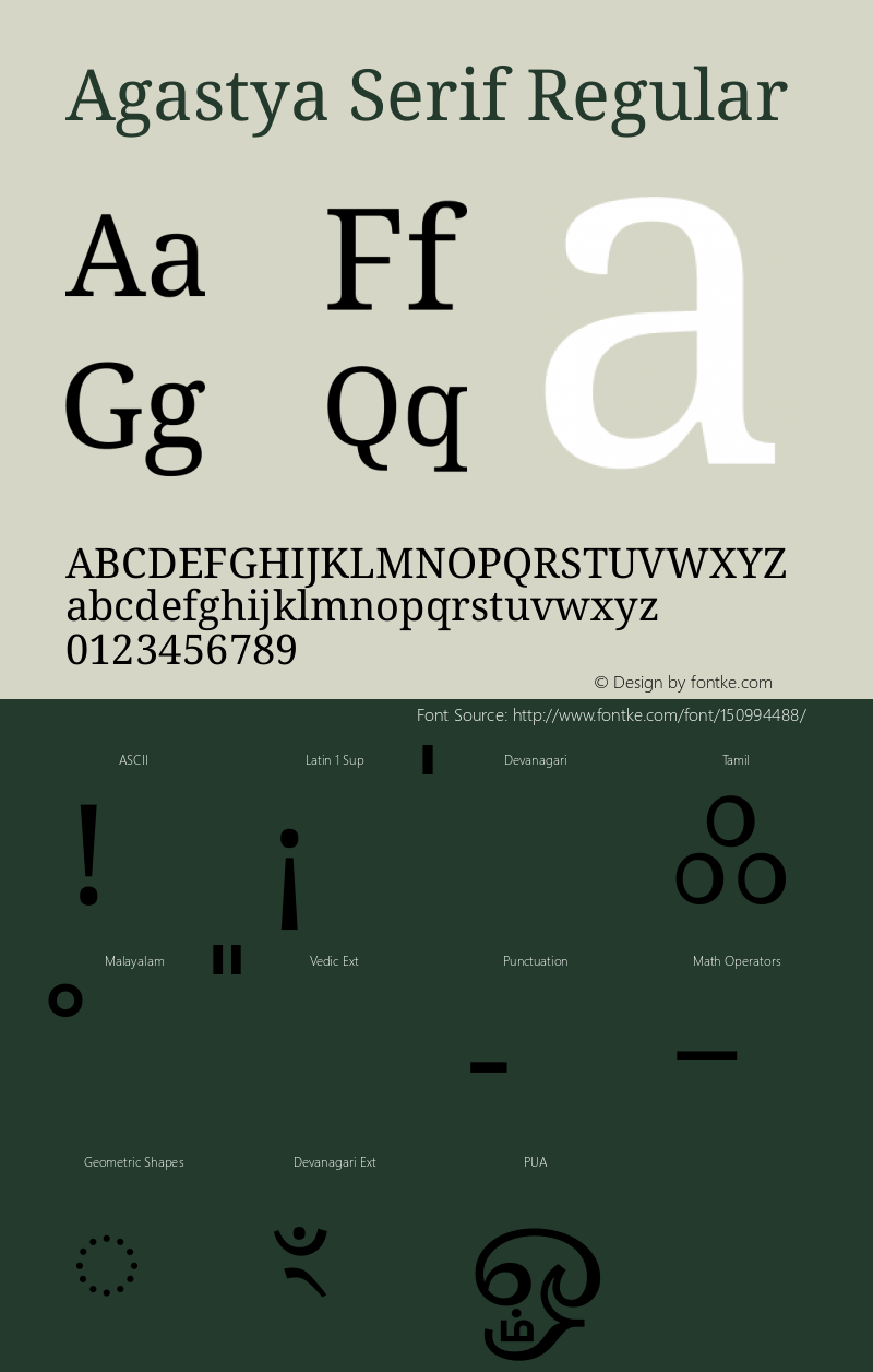Agastya Serif Version 1.00;October 15, 2020;FontCreator 13.0.0.2683 64-bit图片样张