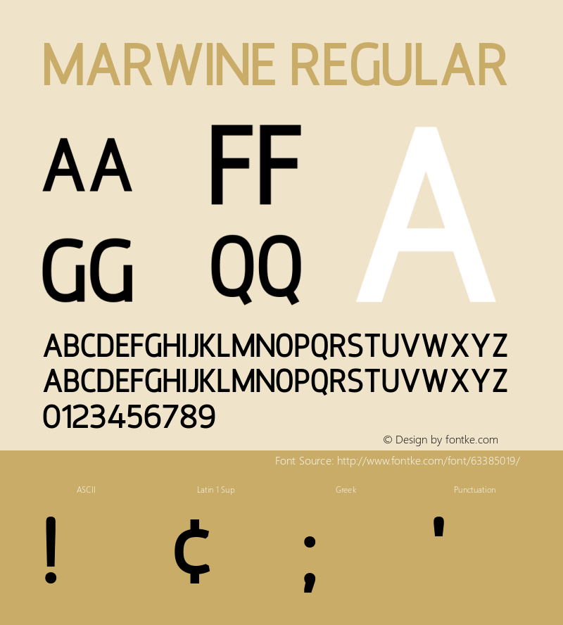Marwine Version 1.00;May 11, 2020;FontCreator 11.5.0.2422 64-bit图片样张