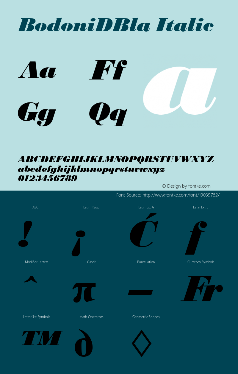 BodoniDBla Italic Version 001.005图片样张