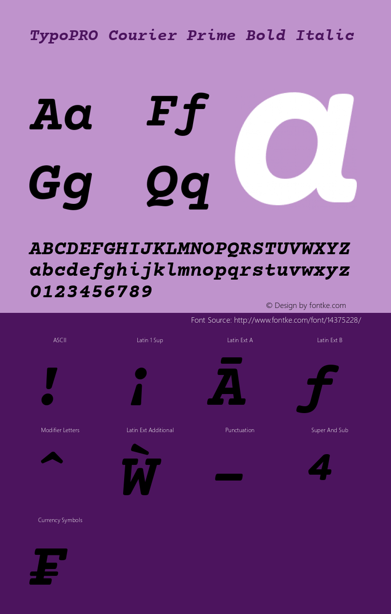TypoPRO Courier Prime Bold Italic Version 1.202图片样张