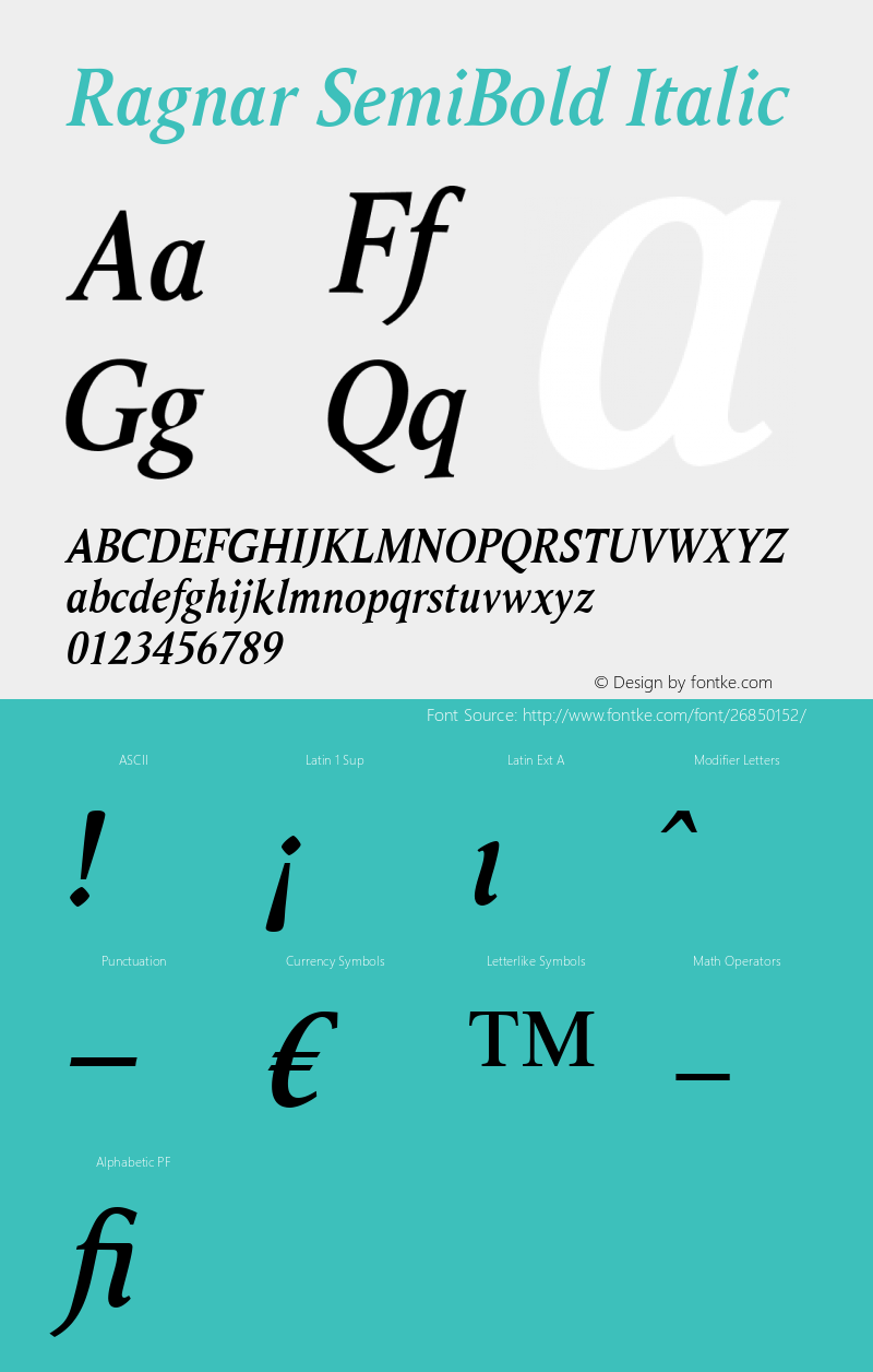 Ragnar SemiBold Italic Version 1.00图片样张