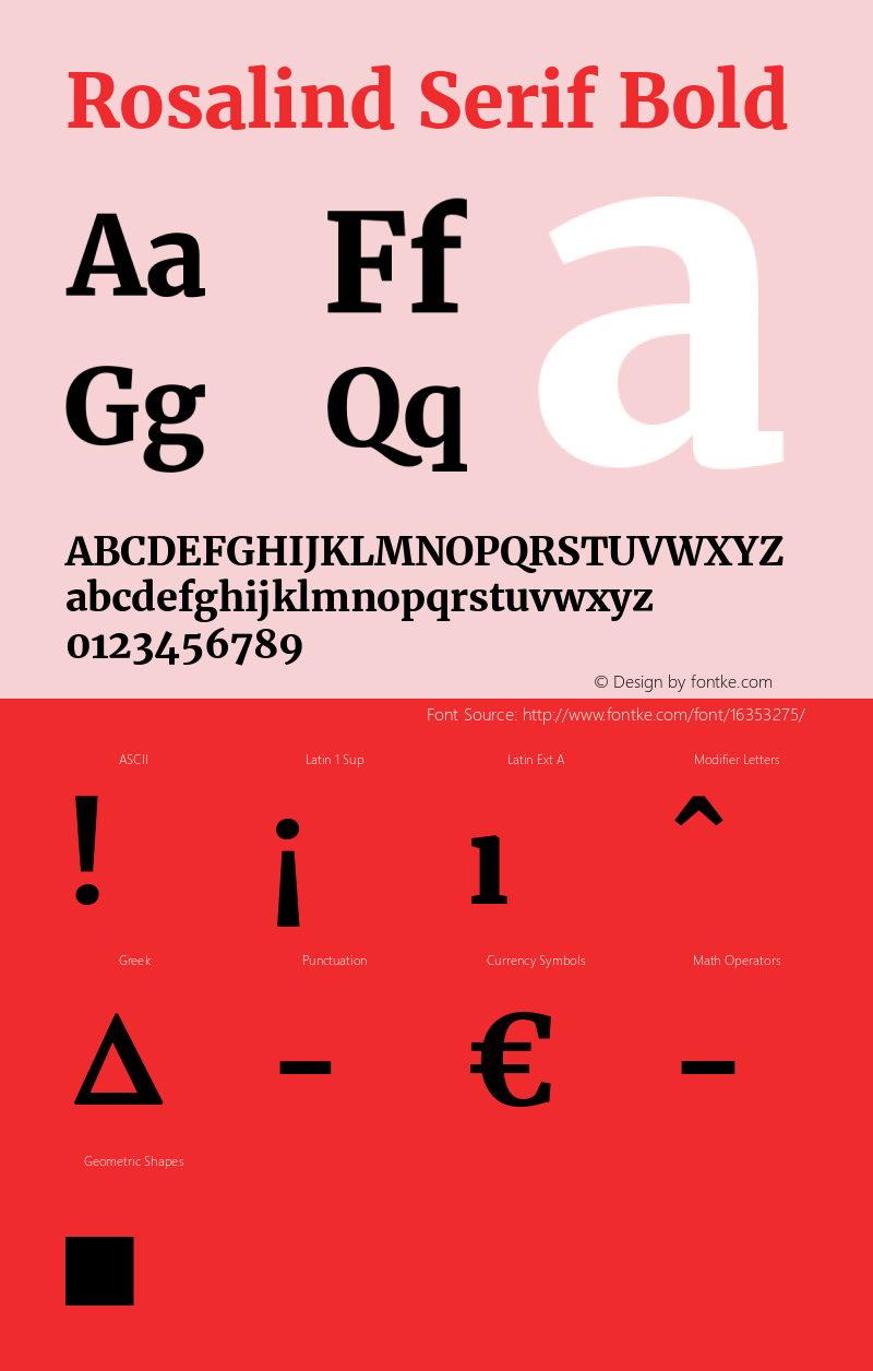 Rosalind Serif Bold Version 1.584;PS 001.584;hotconv 1.0.70;makeotf.lib2.5.58329图片样张