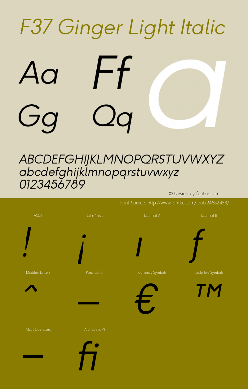 F37Ginger-LightItalic Version 1.000;PS 001.000;hotconv 1.0.88;makeotf.lib2.5.64775图片样张