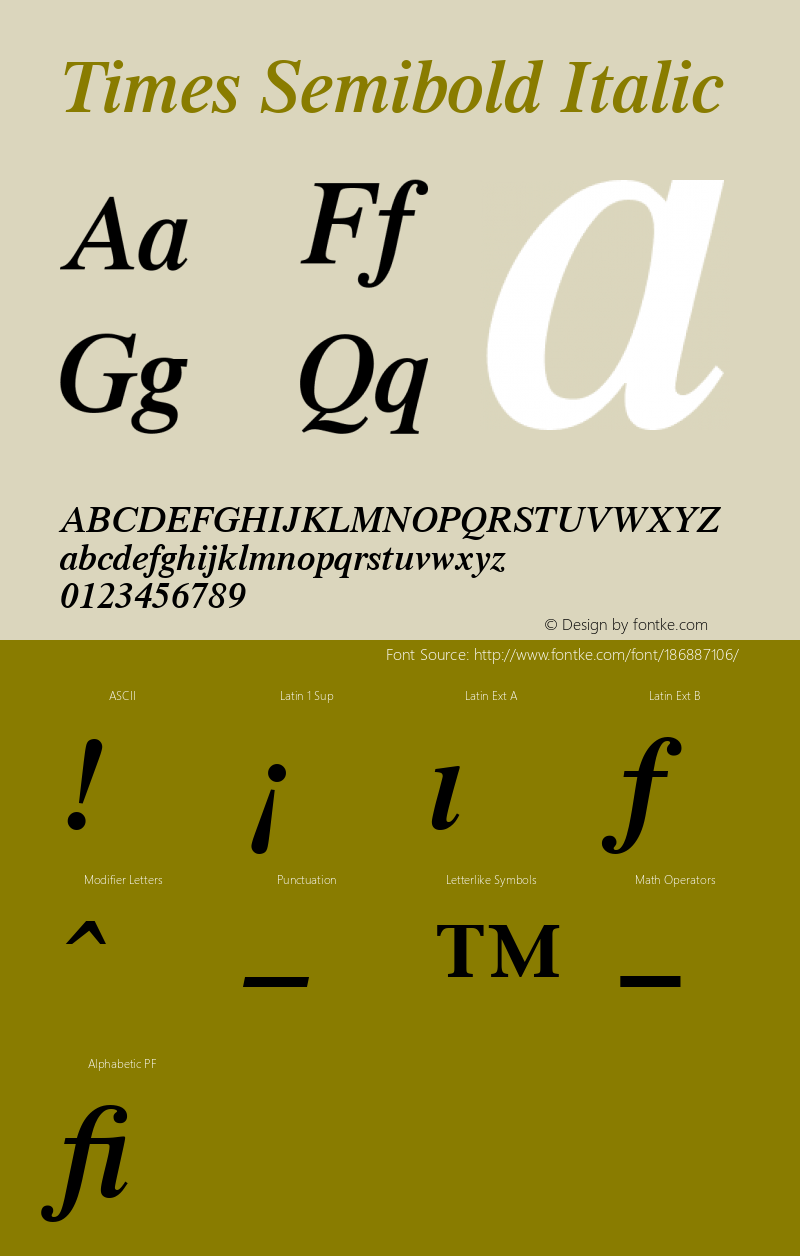 Times Semibold Italic 001.000图片样张