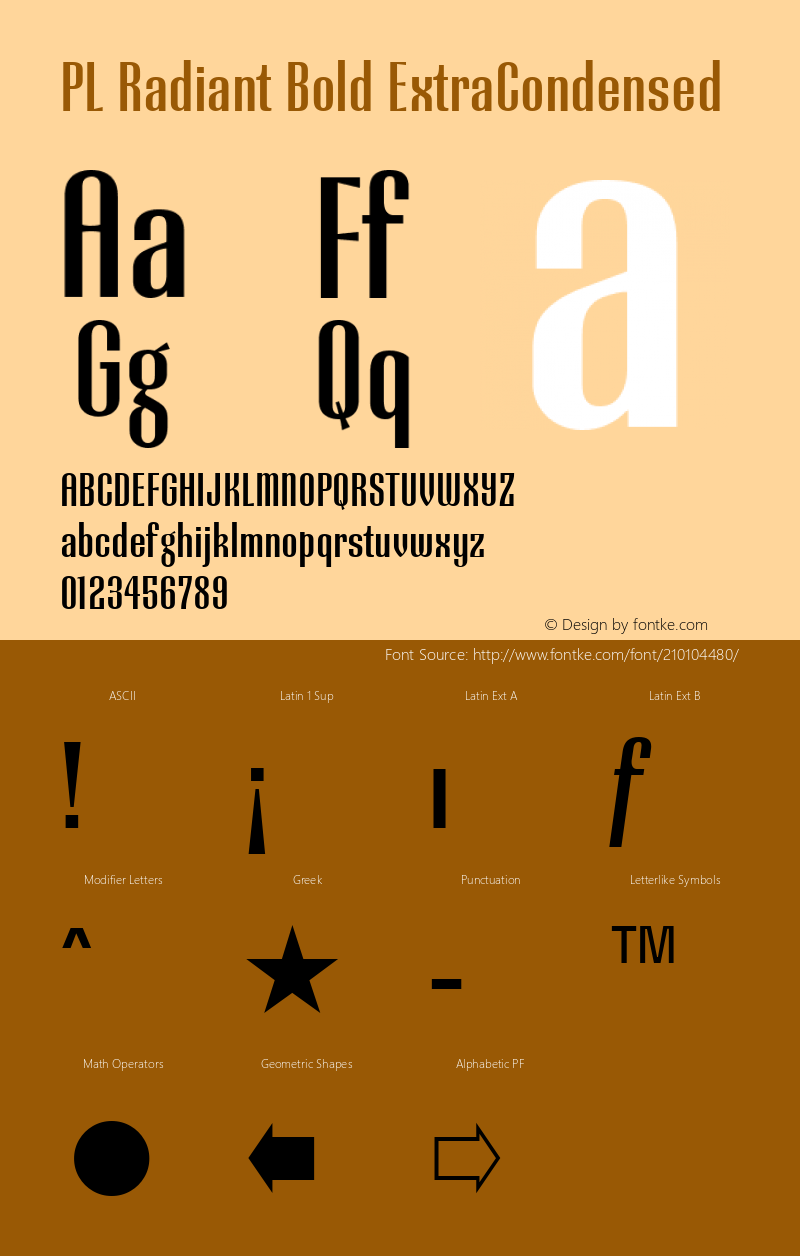 PL Radiant Bold ExtraCondensed Version 1.00图片样张