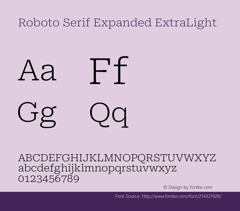 Roboto Serif Expanded ExtraLight Version 1.004图片样张