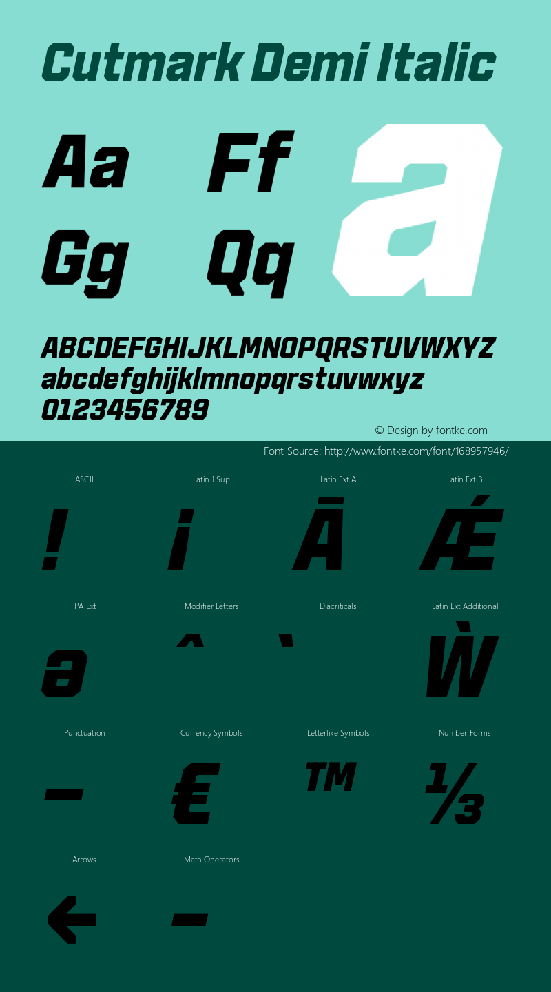 Cutmark Demi Italic Version 1.000图片样张