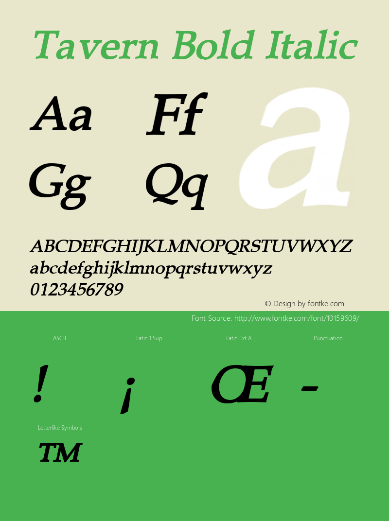 Tavern Bold Italic 1.0/1995: 2.0/2001图片样张