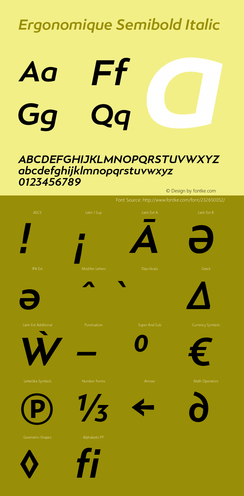 Ergonomique Semibold Italic Version 1.000;hotconv 1.0.109;makeotfexe 2.5.65596图片样张