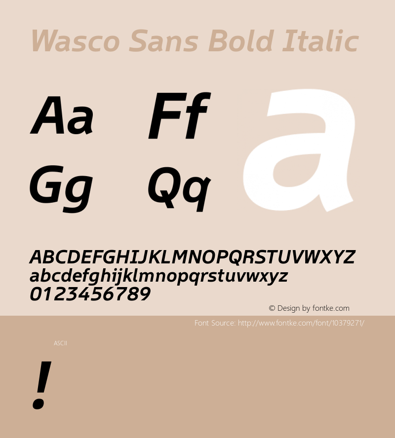 Wasco Sans Bold Italic Version 1.00图片样张