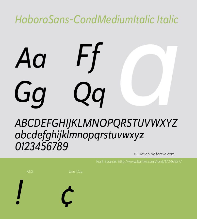 HaboroSans-CondMediumItalic Italic Version 1.0图片样张