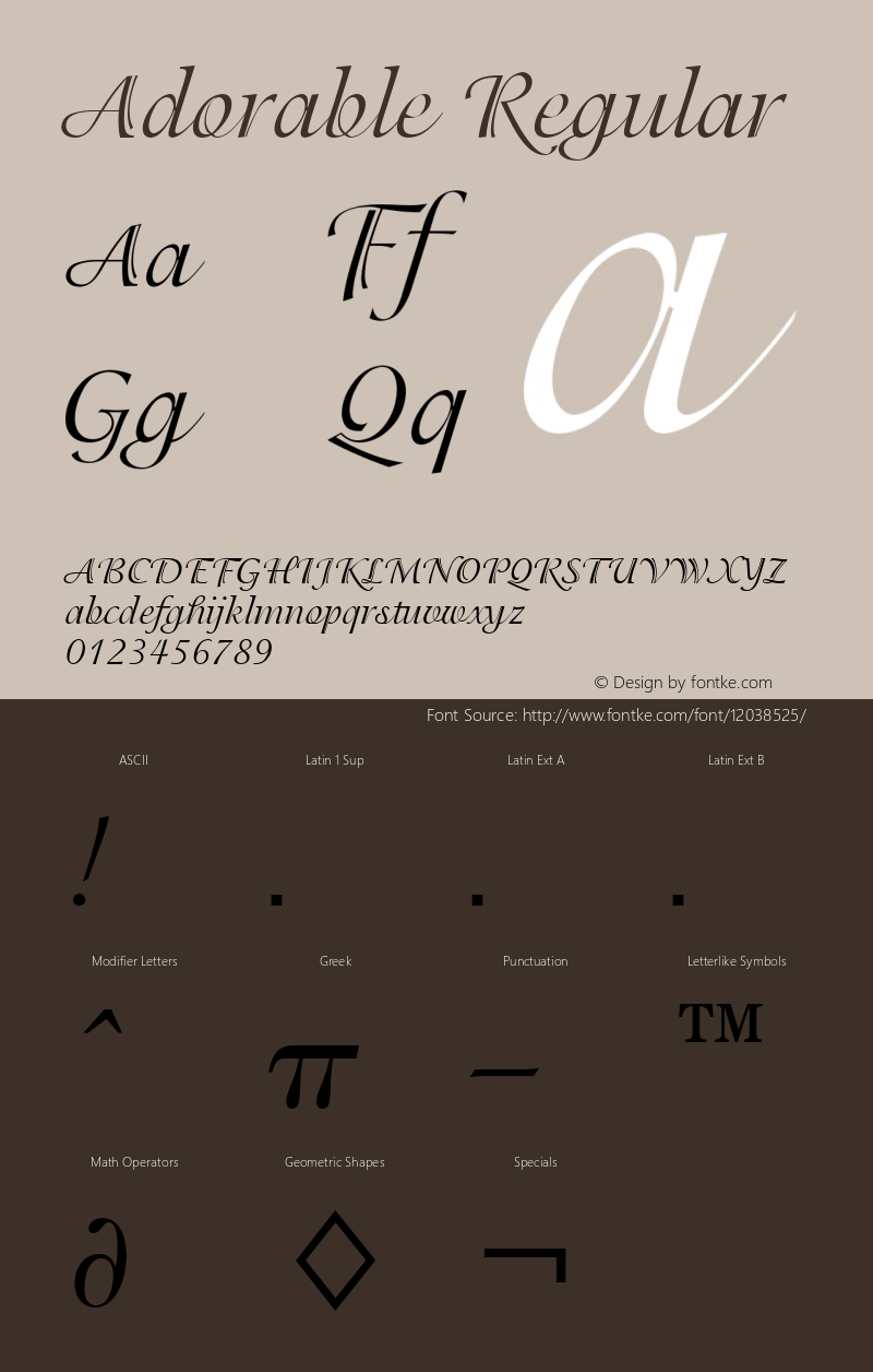 Adorable Regular Font Version 2.6; Converter Version 1.10图片样张