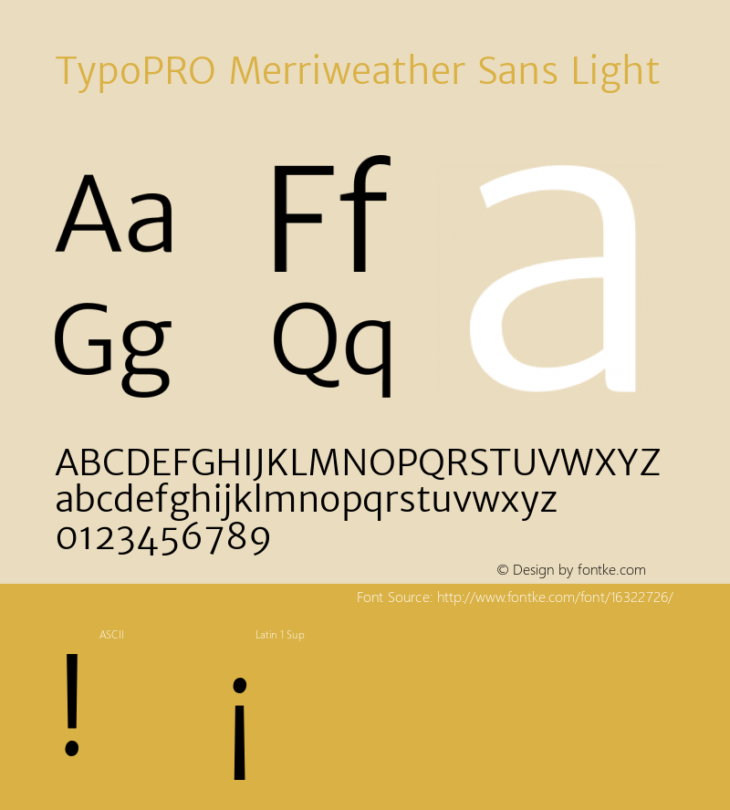 TypoPRO Merriweather Sans Light Version 1.003; ttfautohint (v0.93.8-669f) -l 7 -r 28 -G 0 -x 13 -w 