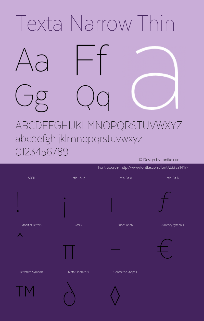 TextaNarrow-Thin Version 1.005图片样张
