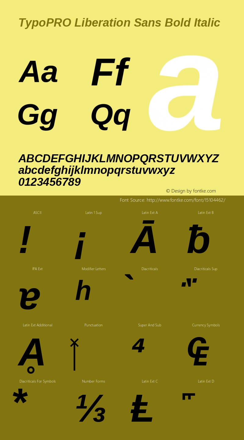 TypoPRO Liberation Sans Bold Italic Version 2.00.1图片样张