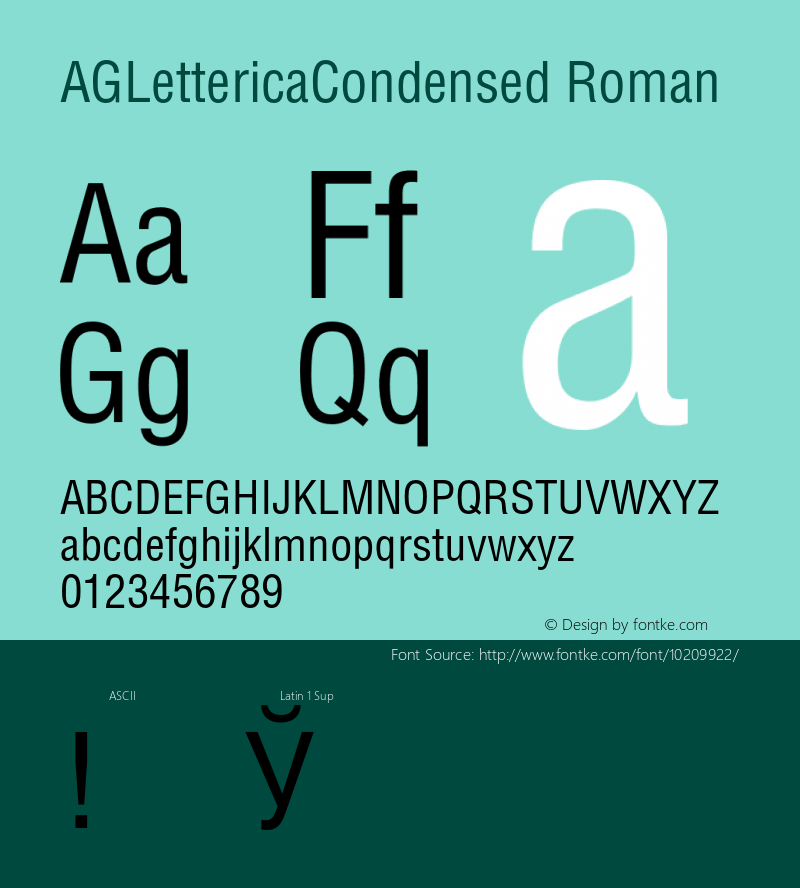 AGLettericaCondensed Roman 1.000图片样张