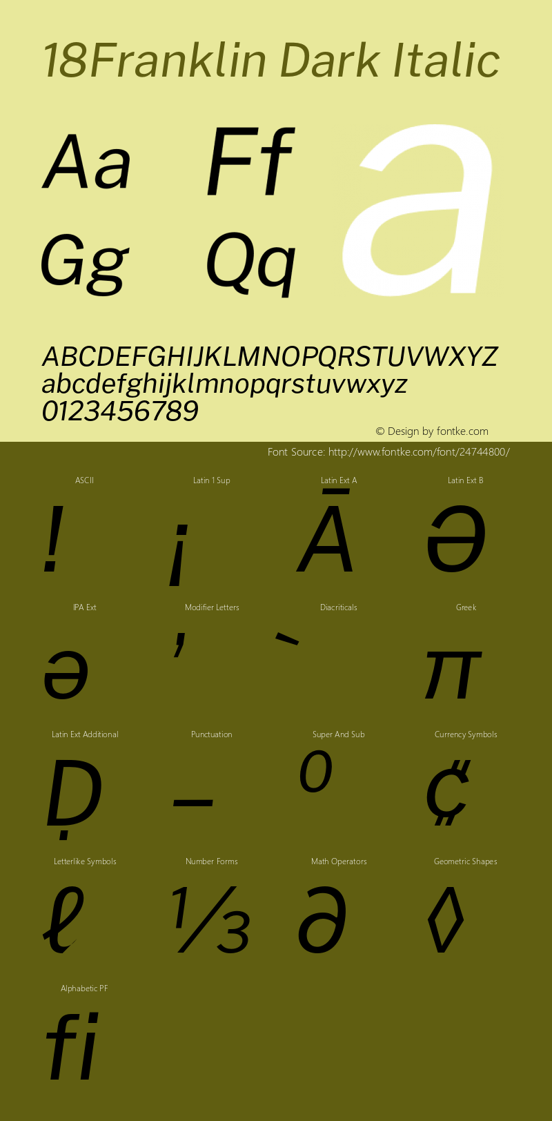 18Franklin Dark Italic Version 1.030;PS 001.030;hotconv 1.0.88;makeotf.lib2.5.64775图片样张