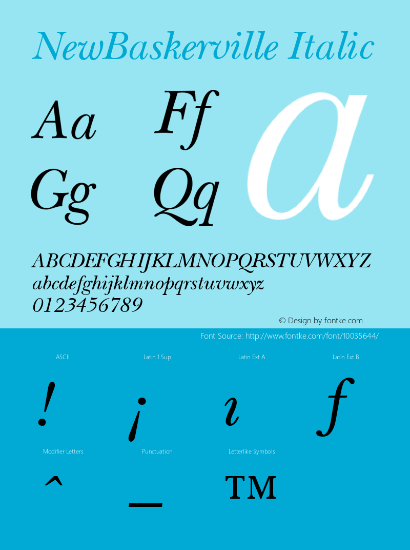 NewBaskerville Italic Unknown图片样张