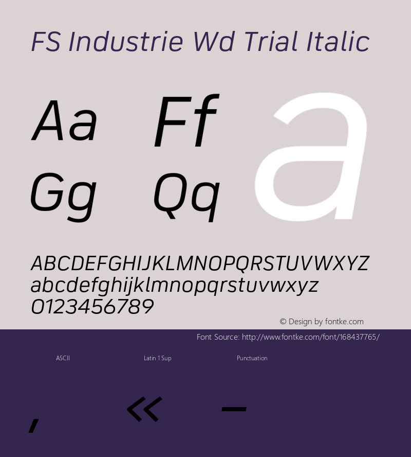 FS Industrie Wd Trial Italic Version 1.002;PS 001.002;hotconv 1.0.88;makeotf.lib2.5.64775图片样张