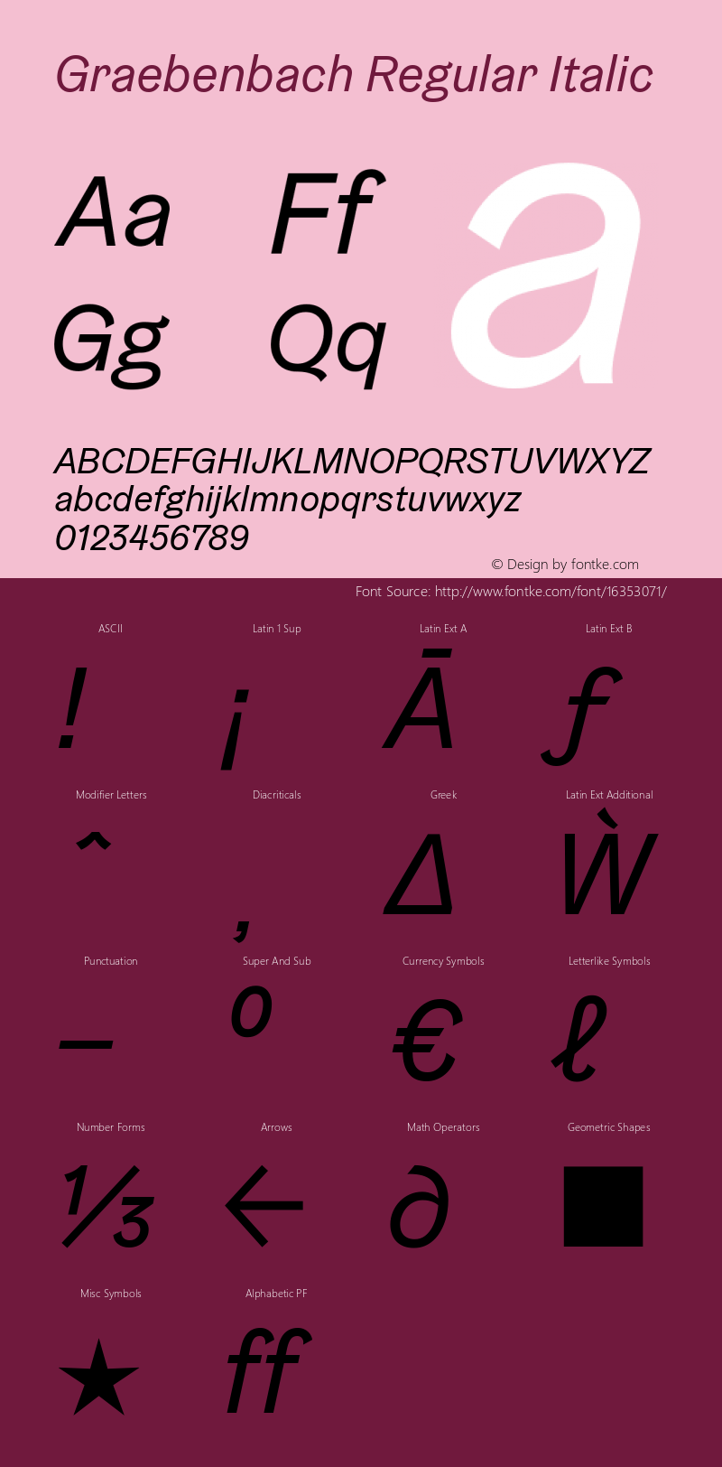 Graebenbach Regular Italic Version 1.003; ttfautohint (v1.4.1)图片样张