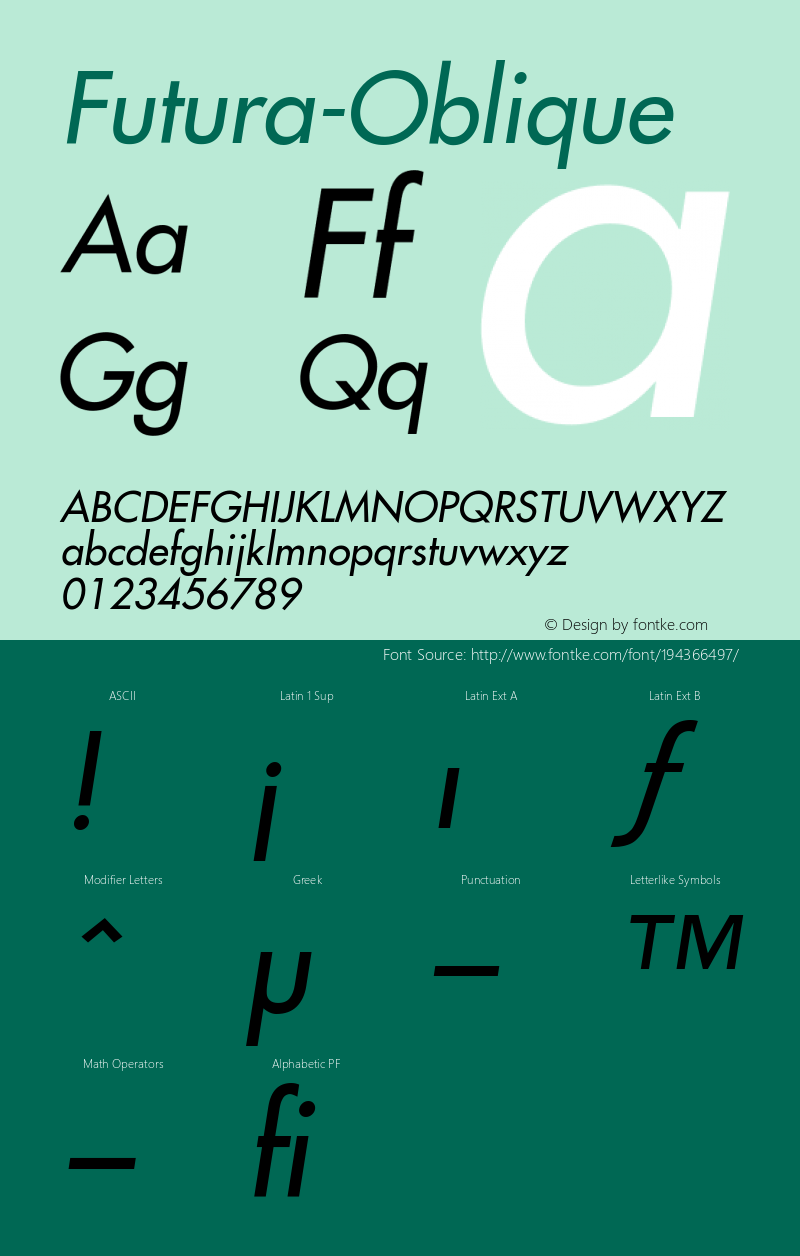 ☞Futura Medium Oblique Version 001.002 ;com.myfonts.easy.mti.futura.medium-oblique.wfkit2.version.thb图片样张