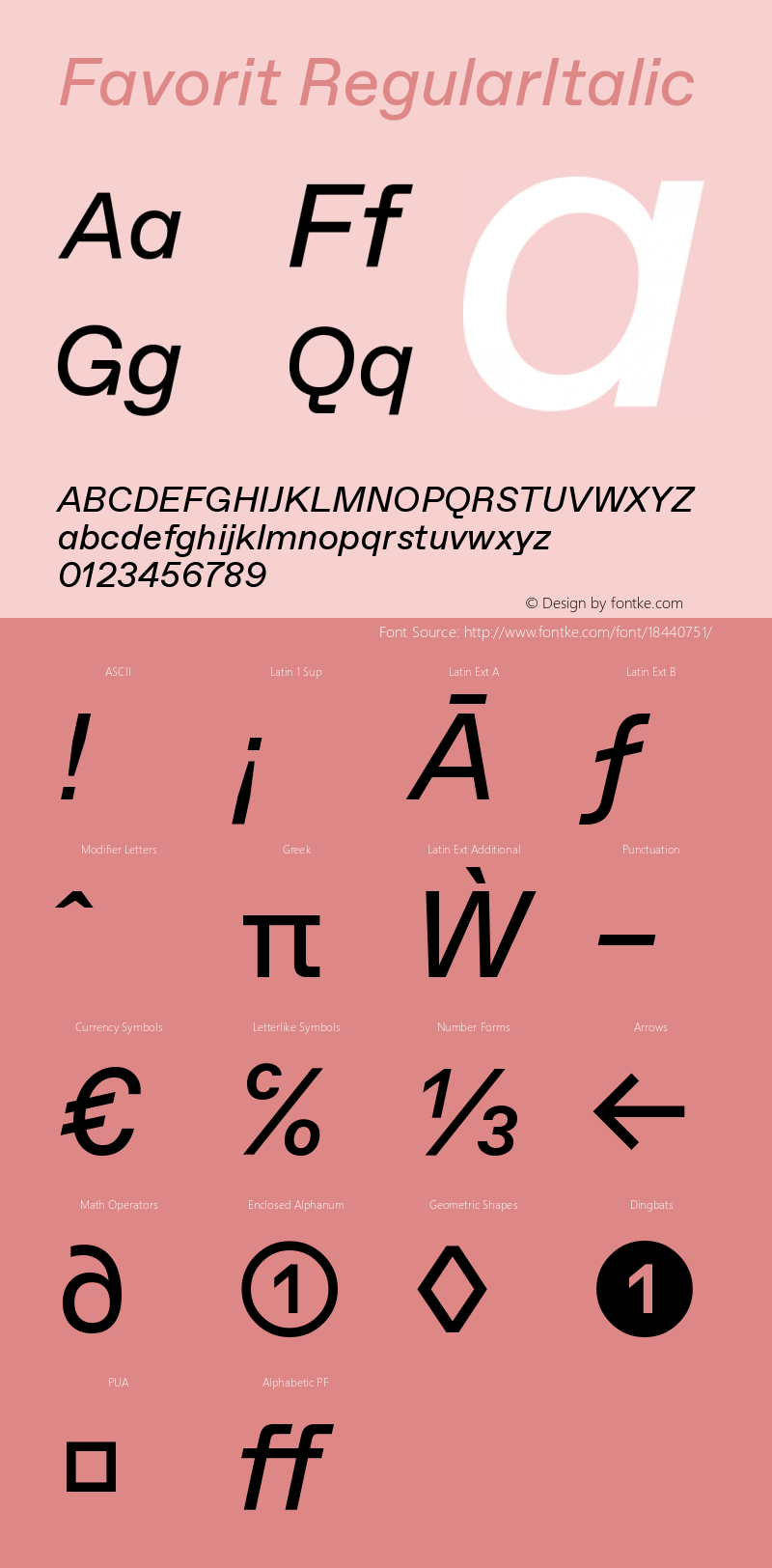 Favorit RegularItalic Version 1.0图片样张