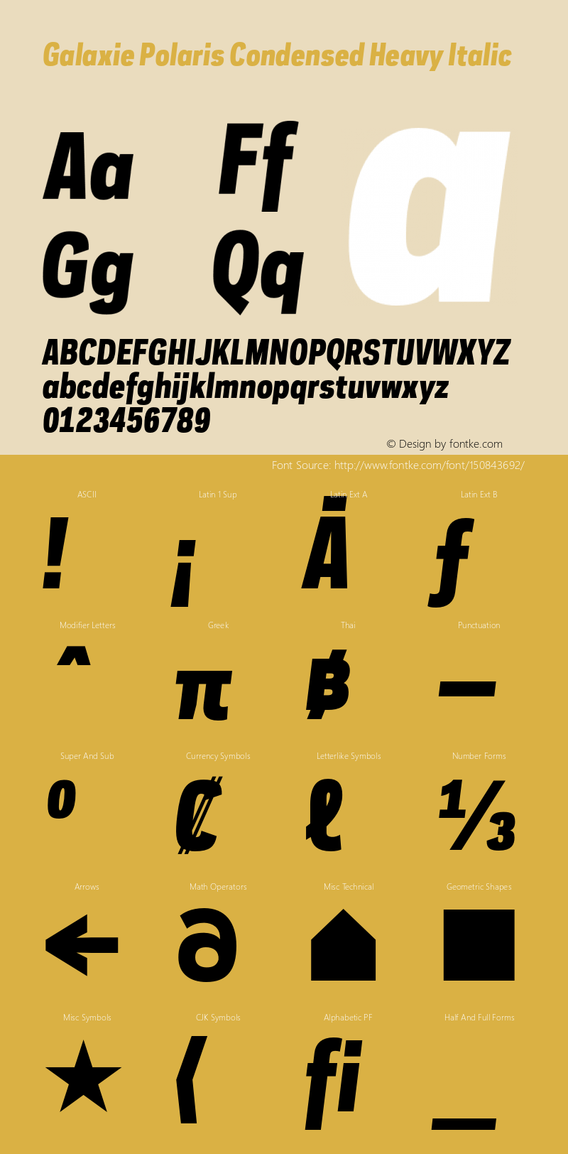 GalaxiePolarisCondensed-HeavyItalic Version 1.001 _ Initial release _ September 2008图片样张