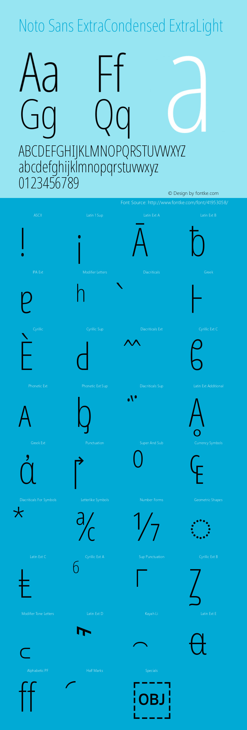 Noto Sans ExtraCondensed ExtraLight Version 2.001图片样张