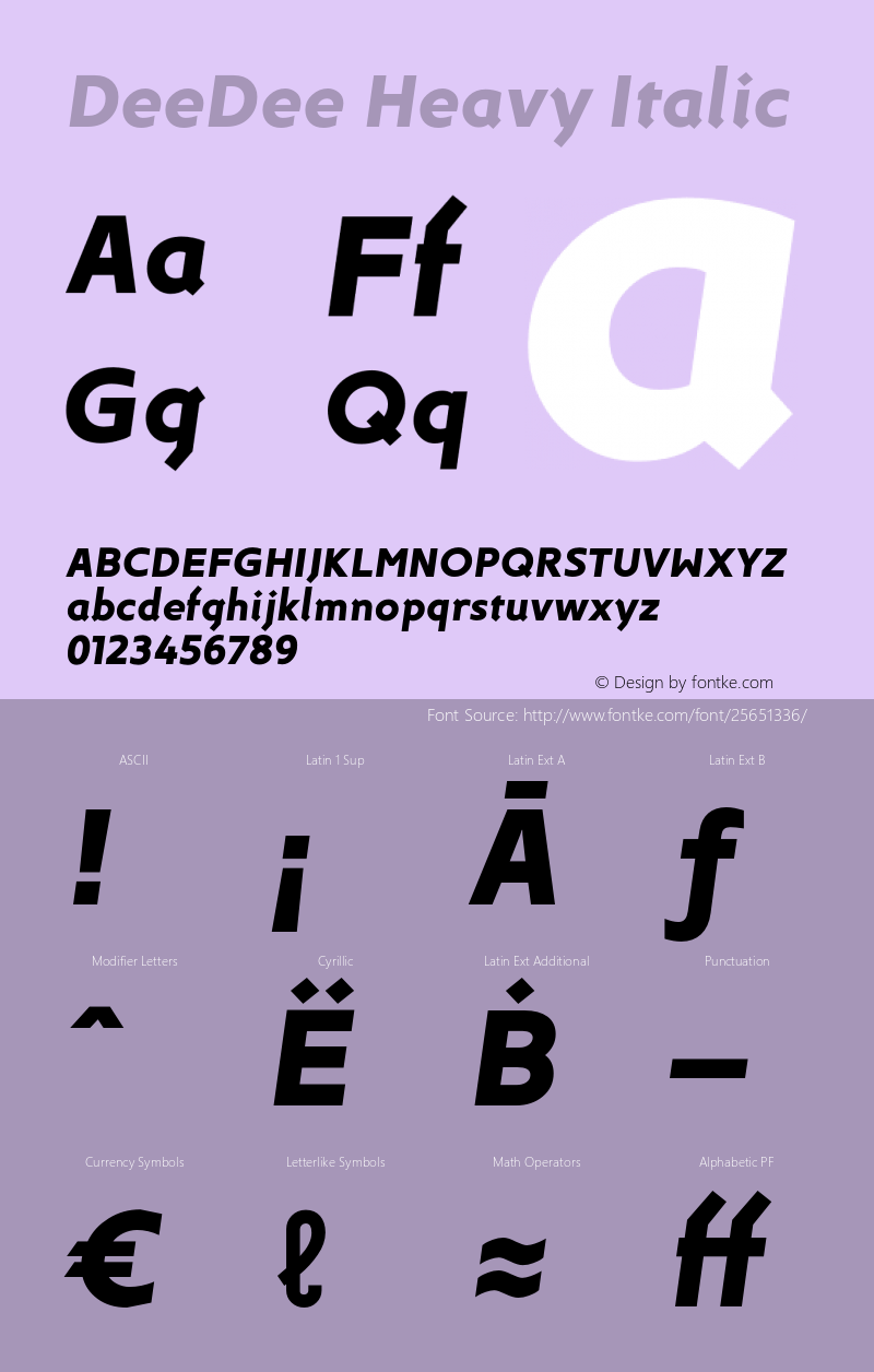 DeeDee Heavy Italic Version 1.000 | wf-r图片样张