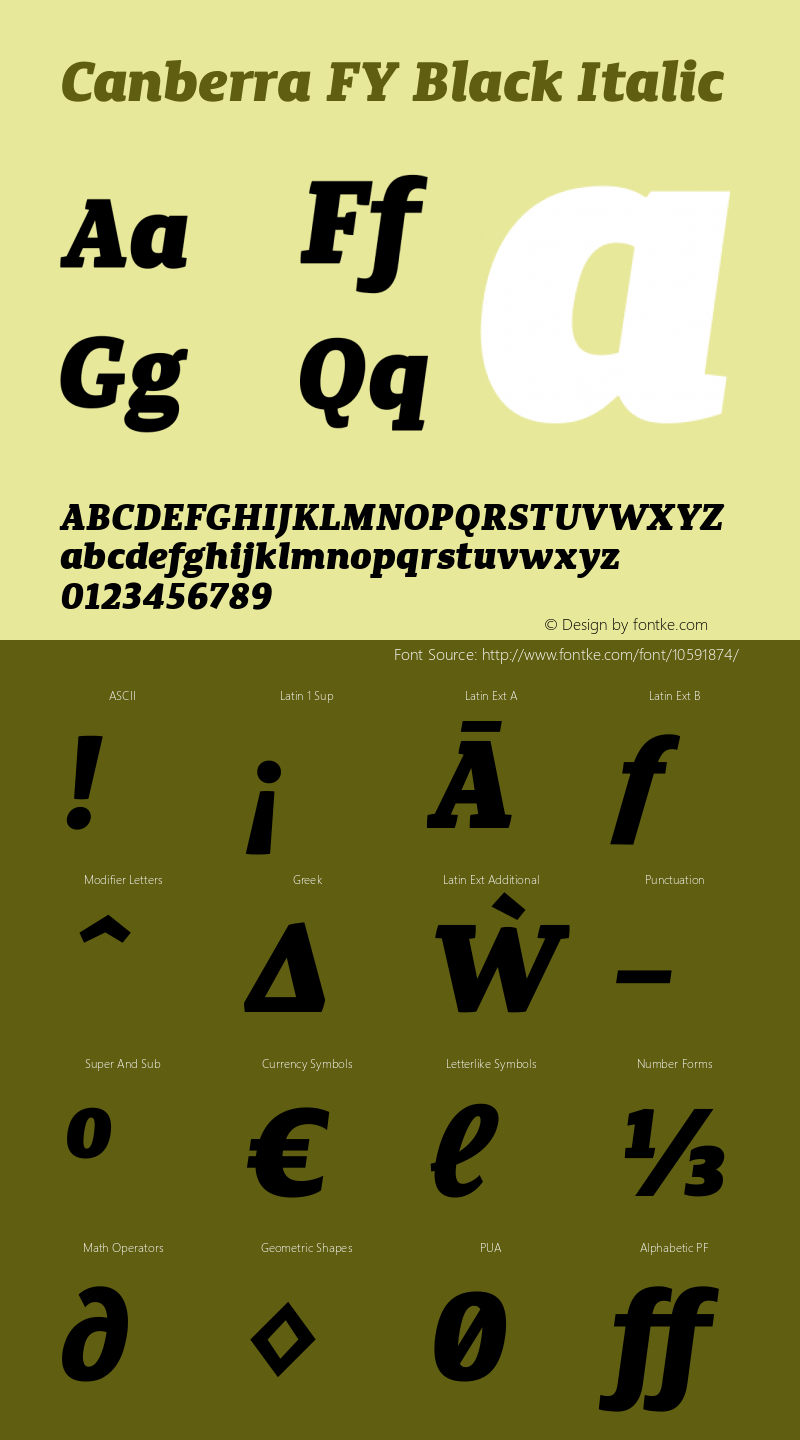 Canberra FY Black Italic Version 1.000图片样张